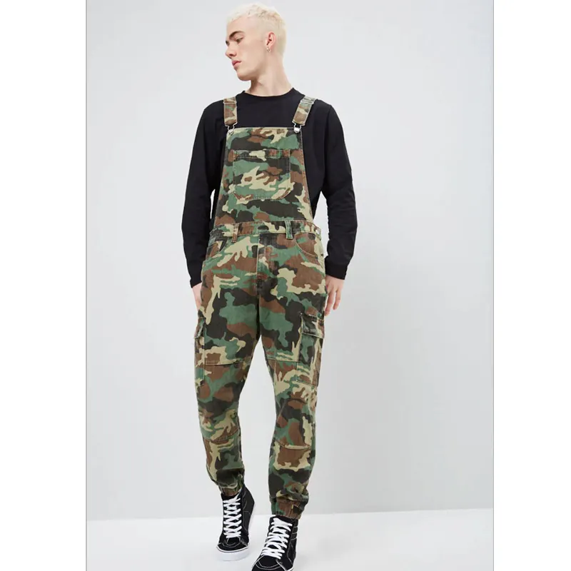 Jeans pour hommes à la mode denim camouflage cargo combinaisons pour hommes mode décontractée jean body pantalon