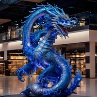 Sculpture de dragon sur mesure en acier inoxydable de grande taille, créature mythique créative, design du zodiaque, paysages de jardin carrés, abstrait