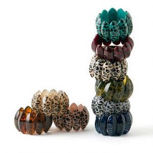 Nuevas Pulseras de Resina Acrílica con Estampado de Leopardo, Diseños Segmentados Únicos, Geométricas, Hechas a Mano, Modernas, para Mujer - Product Image 4