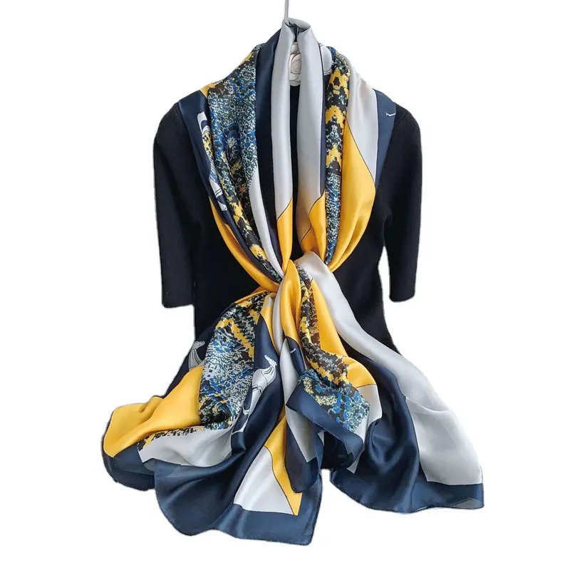 Bufanda de gasa con lentejuelas para mujer, chal de seda con estampado personalizado elegante, gran oferta