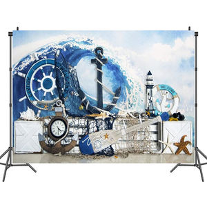 Enfantin bébé été voile bois <span class=keywords><strong>bateau</strong></span> <span class=keywords><strong>ancre</strong></span> roue gouvernail filet <span class=keywords><strong>de</strong></span> pêche fête <span class=keywords><strong>Photo</strong></span> toile <span class=keywords><strong>de</strong></span> fond <span class=keywords><strong>Photo</strong></span> fond Photocall - Product Image 1