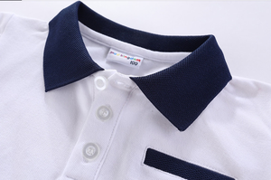Di alta qualità in cotone 100% estivo per <span class=keywords><strong>bambini</strong></span> manica corta strisce laterali tasca anteriore scuola uniforme Polo per <span class=keywords><strong>bambini</strong></span> - Product Image 5