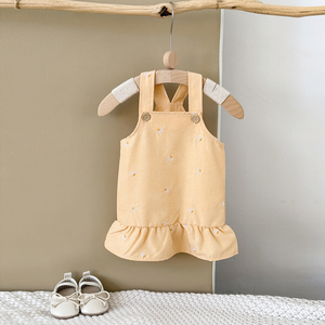 Ins New Cute Girl Baby Mädchen Sommerkleid Blume Bestickt Fragmentierter Rock Riemen Rock Sommer - Product Image 4