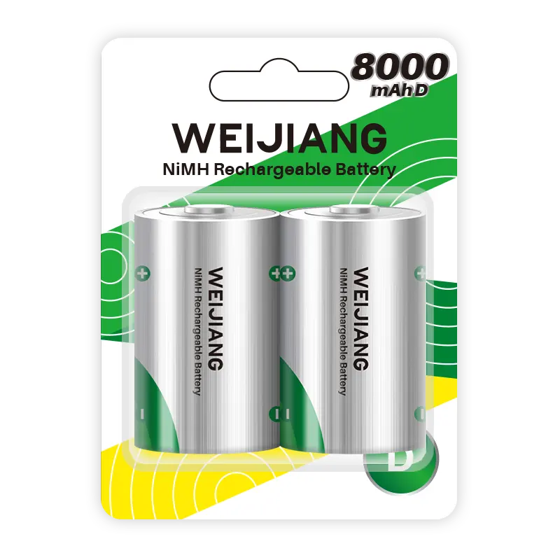 Groothandel Blister Kaarten Verpakking 8000/9000/10000Mah 1.2V Oplaadbare Nimh D Batterij Voor Elektrisch Gereedschap Camping Lantaarns Fans