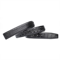Ceinture en cuir véritable pour homme de 3,8 cm sans couture, motif croco, avec boucle ardillon en acier inoxydable, ceinture décontractée et professionnelle