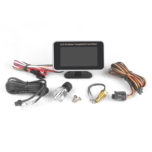 Indicatore Universale 4-in-1 per Auto 12V/24V con Display LCD: Pressione Olio, Voltmetro, Temperatura Acqua, Carburante, Sensore Temperatura 10mm per Auto e Camion - Product Image 1