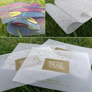 Desain Personalisasi Kertas Tisu Pembungkus Logo Merek Cetak Offset Ramah Lingkungan Kustom untuk Paket Baju