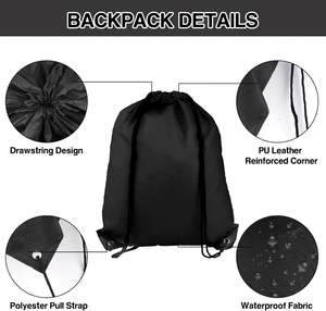 Portable Unisex Gym <b>Drawstring</b> Shoes Bag Waterproof Sports <b>Backpack</b> Thickened 210D Nylon Custom Logo Storage Stock <b>Backpack</b> - Product Image 6