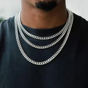 Cadena de oro nuevo de acero inoxidable, llena de oro de 18 quilates collar de cadena, cadenas de hip hop cubano para hombres