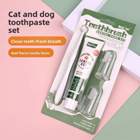 Kit de soins dentaires pour chiens et chats avec brosse à dents et dentifrice à appliquer sur les doigts, en plastique, pour le nettoyage buccal