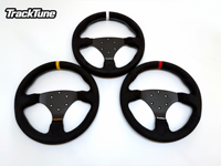 Volant de course à fond plat de 13 pouces entièrement recouvert de daim avec moyeu en fibre de carbone et base à dégagement rapide pour l'intérieur automobile