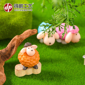 Figuras de ovejas lindas con orejas largas, decoraciones en miniatura para paisajes de musgo, animales de dibujos animados de PVC para set de juguetes DIY - Product Image 2