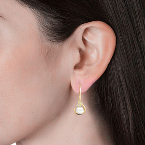 Pendientes de gancho de perlas clásicas Daisini adornados con cristales de Swarovski Pendientes de plata 925 hipoalergénicos para <span class=keywords><strong>aniversario</strong></span> - Product Image 6