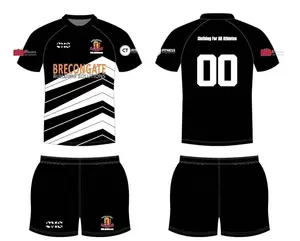 Rugby clothing manufacturer polyester sublimated rugby touch football jersey shorts set