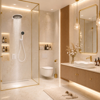 Systèmes de douche encastrés en laiton brossé et chrome pour salle de bain