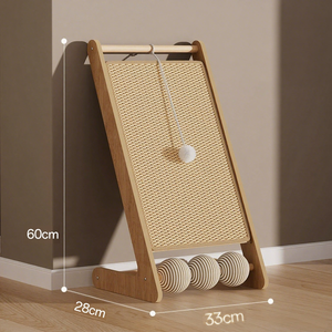 Papan garuk kucing <span class=keywords><strong>Sisal</strong></span> kayu padat vertikal Modern tidak rontok bantalan cakar kucing tahan aus pohon cakar kucing mainan karton - Product Image 2