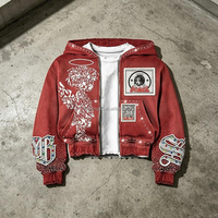 Conjunto de Sudadera con Cremallera Personalizada del Fabricante - Con Detalles de Pedrería y Estampado Artístico de Letras