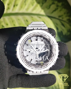 Reloj de Lujo con Corona de Diamantes Moissanite VVS de Excelente Calidad, Bisel de Espinas, Plata de Ley 925, Blanco, Digital, 20mm, Completo - Product Image 3