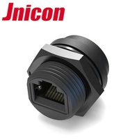 Jnicon-bloqueo de tornillo industrial M19, conector ethernet hembra cat6 rj45 con IP68