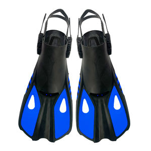 Aletas ajustables de natación de hoja corta de buceo libre Aletas PP TPR Correa de tacón abierto Zapatos DE BUCEO azules - Product Image 1