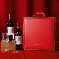 Bouteille de vin par Sublimation en cuir, coffret cadeau de stockage en bois avec Double emballage de verres à vin pour Double bouteille de vin
