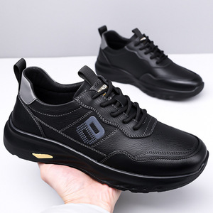 Chaussures en cuir décontractées pour hommes à semelle épaisse, talon bas, confortables pour le bureau, style printemps-automne - Product Image 2