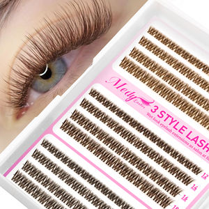 رموش ميديلاشز الطبيعية البنية طويلة الأمد تدوم من 7 إلى 15 يومًا ذاتية اللصق مصنوعة يدويًا 12 صفًا من الرموش المجمعة النباتية <span class=keywords><strong>3</strong></span> أنواع مختلطة شفافة - Product Image 1