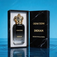 Flacon de parfum en verre noir de haute qualité, à base épaisse, élégant, 50 ml, 100 ml, vide, avec logo personnalisé, boîte et couvercle couronne