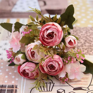 LA100 в европейском стиле ручной работы искусственный шелк пион маленькая ручка высокое качество свадебное украшение букет для дома, обратно в школу - Product Image 4