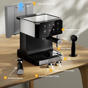 Household LCD Panel Semi-<b>Automatic</b> Espresso <b>Machine</b> 20 Bar Multifunctional Small Milk Foam Steam Electric EU UK Plastic - Product Image 5