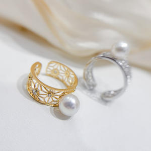 10755DIY Accesorios de Perlas, Anillo de Plata S925 con Base Vacía para Joyería de Oro y Plata, Incrustación Redonda de 11-13 mm, Estilo Moderno y a la Moda - Product Image 3