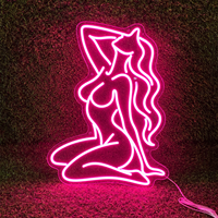 Enseigne néon LED flexible rose personnalisée, motif ligne de corps féminin sexy, en acrylique, pour décoration murale de bar, lounge, club, fête