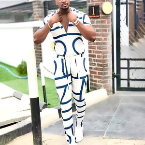 Ensemble deux pièces décontracté pour <span class=keywords><strong>homme</strong></span> : <span class=keywords><strong>chemise</strong></span> rayée imprimée et pantalon – Bestseller Europe et États-Unis – Vêtements transfrontaliers pour l'été - Product Image 2