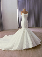Robe de mariée sirène de luxe Ocstrade sans bretelles avec lacets, appliques florales 3D, traîne longue, robe de mariée sur mesure