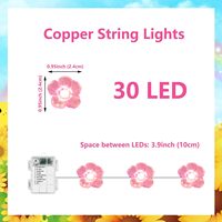 Vignes de fleurs avec guirlande lumineuse 30 LED à distance guirlande à piles pour décorations de Noël de chambre à coucher (fleur de cerisier)