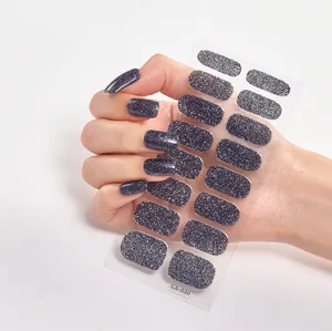 16 Tips Semi-Cured Gel Nail Stickers Fashion Toes Nail Art Decals Premium Gel Sticker Nails
