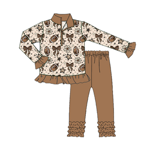 Conjunto de ropa de manga larga con estampado de pato y lazos rosas para niña pequeña personalizada al por mayor, pijamas de otoño para niños - Product Image 5