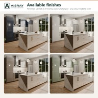 Cuisine sur mesure avec îlot, portes en acrylique de luxe, design modulaire et rangement coulissant, structure en panneaux mélaminés