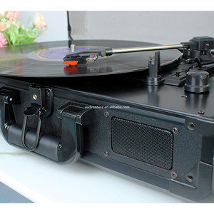 Housse anti-poussière pour haut-parleurs intégrés, lecteur de disques vinyles rétro multimédia USB TF AUX 3 vitesses avec télécommande - Product Image 6