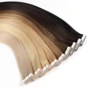 Europe tape hair extension manufacturers virgin 100% human hair cuticle aligned invisible mini tape in hair extensions remy