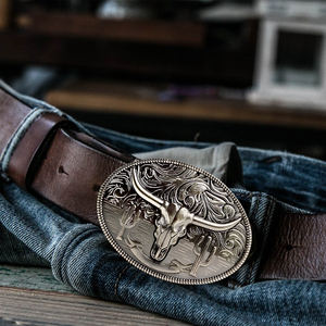 Antiker Silber-Messing-Cowboy-Gürtel für Schnallen – Großhandel, klassisch, groß, für Vintage-Rindsledergürtel aus Legierung - Product Image 2