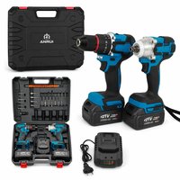 Kit perceuse-visseuse sans fil 21 V à batterie lithium, 2 vitesses, sans balais, avec clé à chocs, qualité professionnelle, longue durée de vie