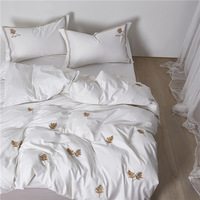 Parure de lit en coton égyptien uni à motif floral, housse de couette durable et respirante pour hôtels et maisons