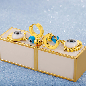 Orecchini occhio Punk moda oro rosa occhi diavolo orecchini in acciaio al titanio orecchini in argento in acciaio inossidabile occhio del diavolo - Product Image 3