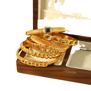 กำไลข้อมือแฟชั่นผู้หญิง XIXI กันน้ำ สแตนเลสสตีล ชุบทอง 18K ประดับเพชรซิร์คอน คอลเลคชั่น Acier Inoxydable - Product Image 1