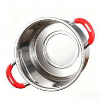 Ensemble de 6 casseroles en acier inoxydable, ustensiles de cuisine rouges avec couvercles en verre, casseroles et poêles