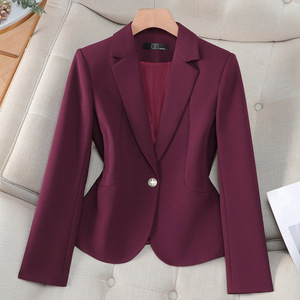 Women's Slim Fit Short Blazer Solid Color One Button Elegant Fashion Top S Size - Product Image 3