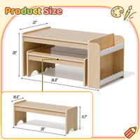Ensemble table et chaises pour enfants avec plateau large, table d'étude multifonctionnelle pour enfants et centre d'activités avec rangement pour livres