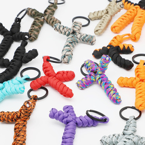 Wholesale Outdoor Creative Hand-woven Rope Paracord Knot Keychain Lanyard and Backpack Zipper Pullers