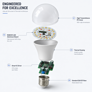 หลอดไฟอัจฉริยะ ALADENG Tuya WiFi A60 9W 900LM E26/E27 RGB LED AC สำหรับ Google Assistant และ Alexa Home CE/ETL - Product Image 2